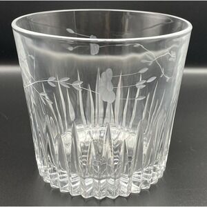 Vintage Princess House Heritage Ice Bucket Crystal Glass Floral Etching Bowl‎